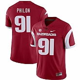 Arkansas Razorbacks 91 Darius Philon Red College Football Jersey Dzhi,baseball caps,new era cap wholesale,wholesale hats